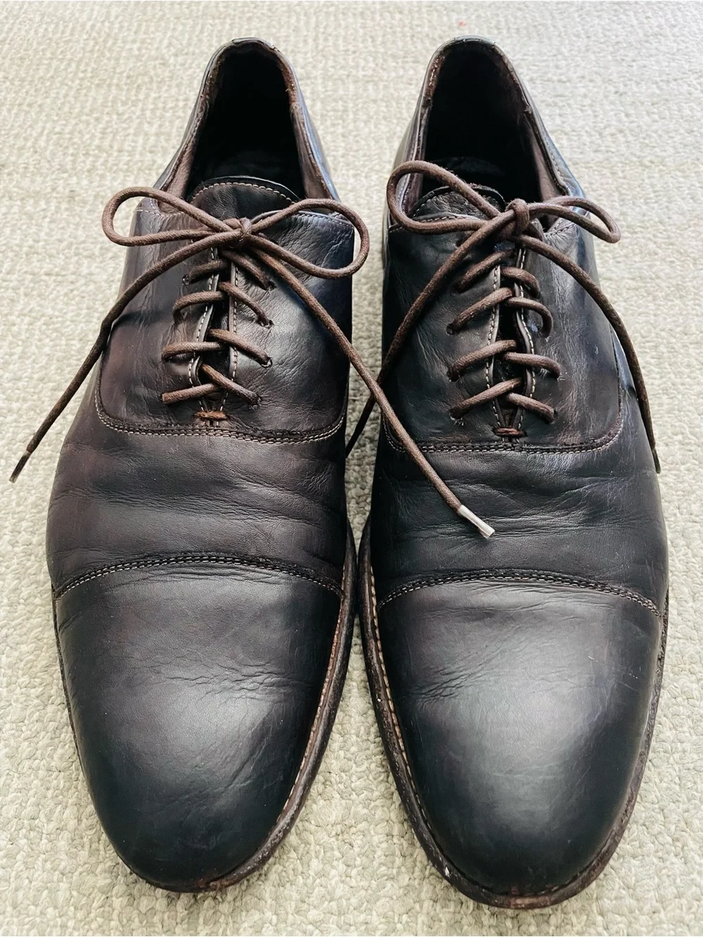 ALEXANDER McQUEEN Dark Brown Leather Lace-Up Oxfords & Dust Bag